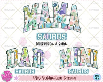 Retro dinosaurusfamilie, png-bestand: mama, papa, Mini Saurus Varsity (digitale download)