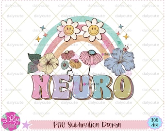 Neuro Crew Rainbow Boho PNG, verpleegkundige sublimatie (digitale download)