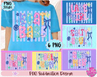 Preppy zomer png, gestreepte preppy neon bloemen girly png, Lake Girl schattige zomer kleurrijke zomervibes png sublimatie, neonstrik png