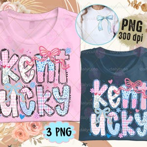 Coquette Kentucky PNG, KY Valentine, Preppy Floral State of Kentucky Trendy Love Heart Blue and Pink Design Digital Download