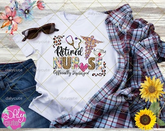 Retired Nurse PNG, Retro Leopard Design, Healthcare Worker Sublimation (Digital Download)