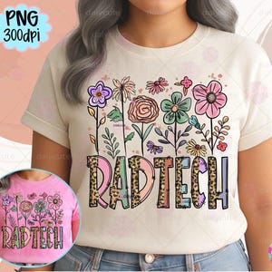 Rad Tech Flower PNG, Retro Radiology Boho Floral, Nurse Spring Png, Rad Tech Png, Spring Vibes, Easter Spring Sublimation Digital
