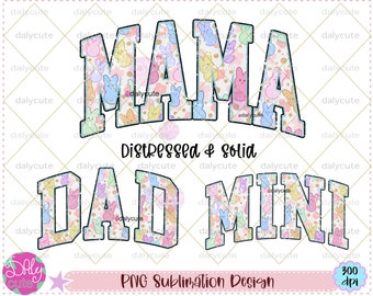 Retro Easter Mama Mini PNG: Bunny Varsity Design (Digital Download)