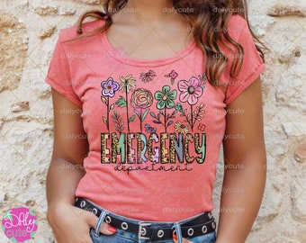 Afdeling spoedeisende hulp bloemen png, boho verpleegkundige sublimatie ontwerp digitale download