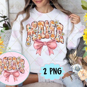 Mama Mini Fall PNG: Coquette Pumpkin Design (Digital Download)