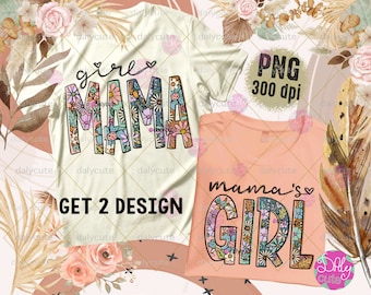 Mama's Girl Floral PNG: Mommy and Me Matching (digitale download) Mama minibloem