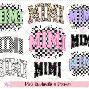 Mimi Varsity Checkered Sublimation PNG, Mimi Png Desgastado, Mimi Varsity Png Trendy Mimi Sublimação Grunge Checkered, Coração Dálmata, Mamãe