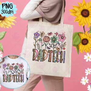 Rad Tech Png Floral, Retro Radiology  Nurse Fall Flower, Healthcare Worker Sublimation Digital