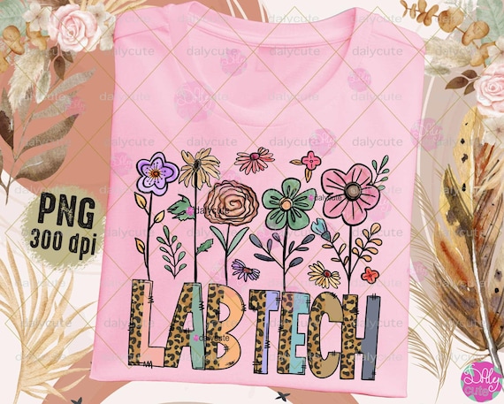 Floral Lab Tech PNG: Retro Spring Vibes (Digital Download)