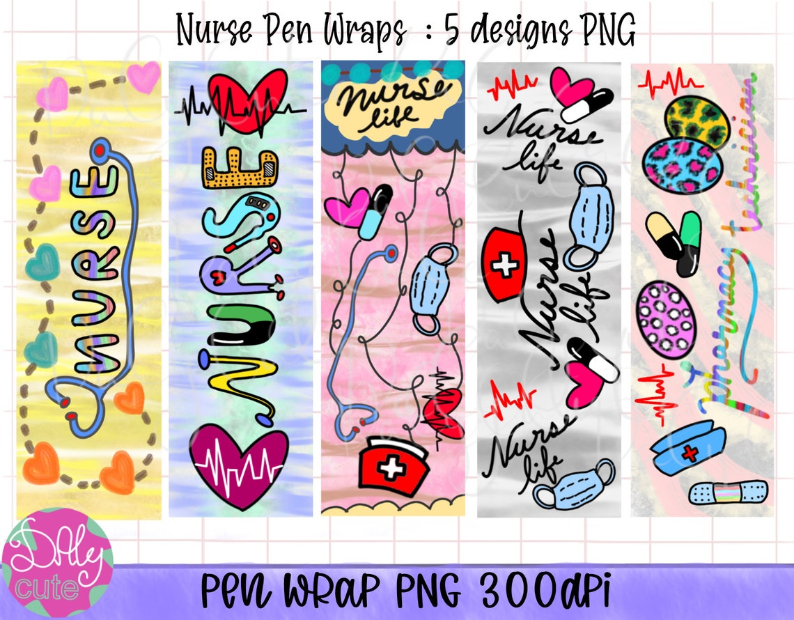 Nurse Life Pen Wraps PNG Bundle Pharmacy Technician Pen Etsy