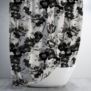 Black and White Floral pattern shower curtain