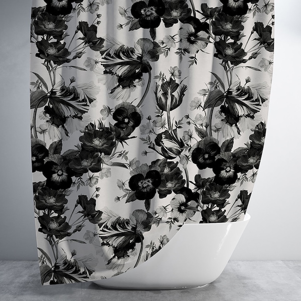 Black and White Shower Curtain Etsy