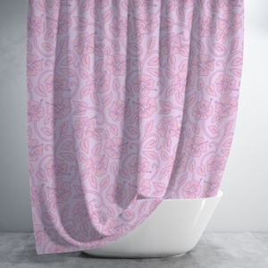 Pink Hibiscus Shower Curtain - 2000s Shower Curtain - 90s Decor - Graphic Shower Curtain - Y2K Aesthetic