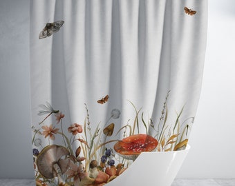 Butterfly Garden Shower Curtain – Floral Cottagecore Bathroom Decor