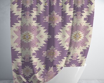 Lila Eastern Elegance - Light Purple- Geometric - Shower Curtain - 70x80 - 70x83 - Oversized and Standard