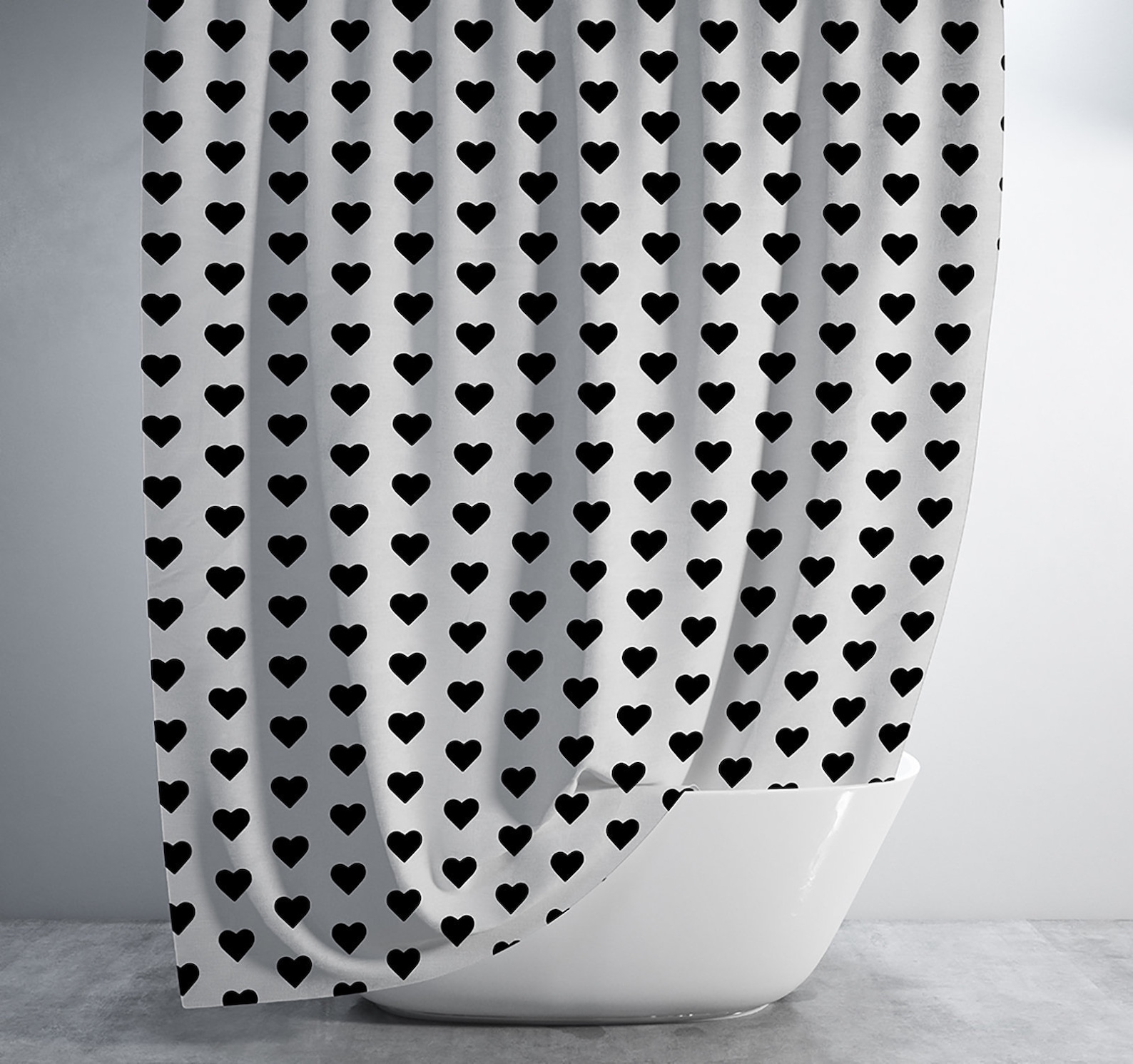 Black and white heart shape shower curtain Etsy