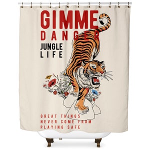 Tattoo Tiger Shower Curtain - Street Wear Style Shower Curtain - Tattoo Decor - Men&#39;s Shower Curtain - Grunge Aesthetic