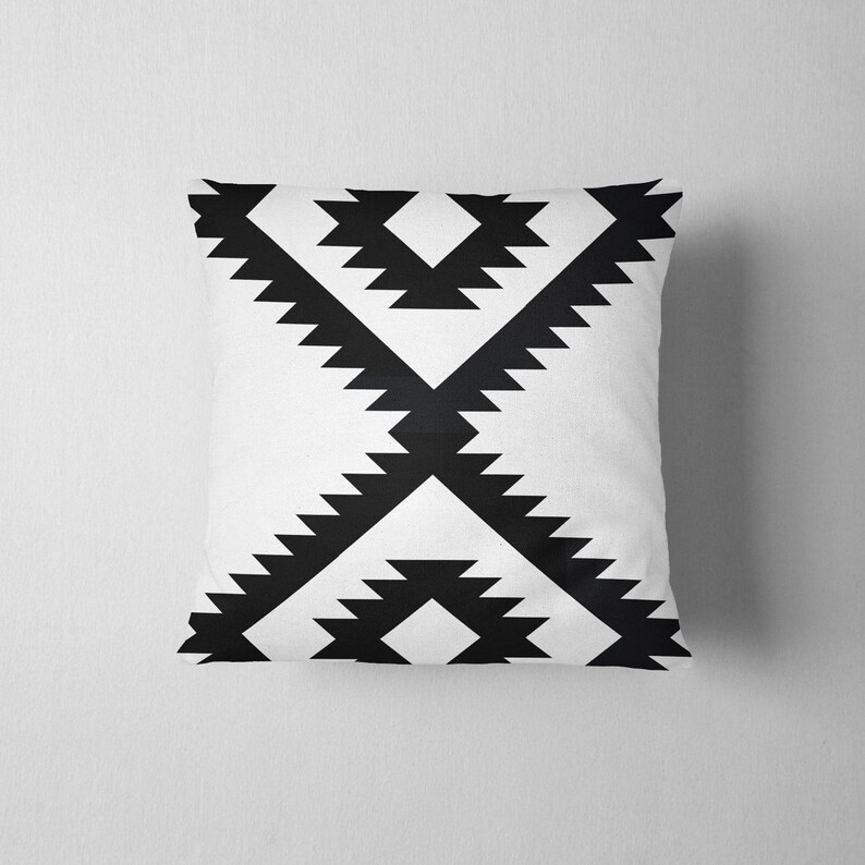 Oversized navajo tribal pattern throw pillow Black and white Etsy