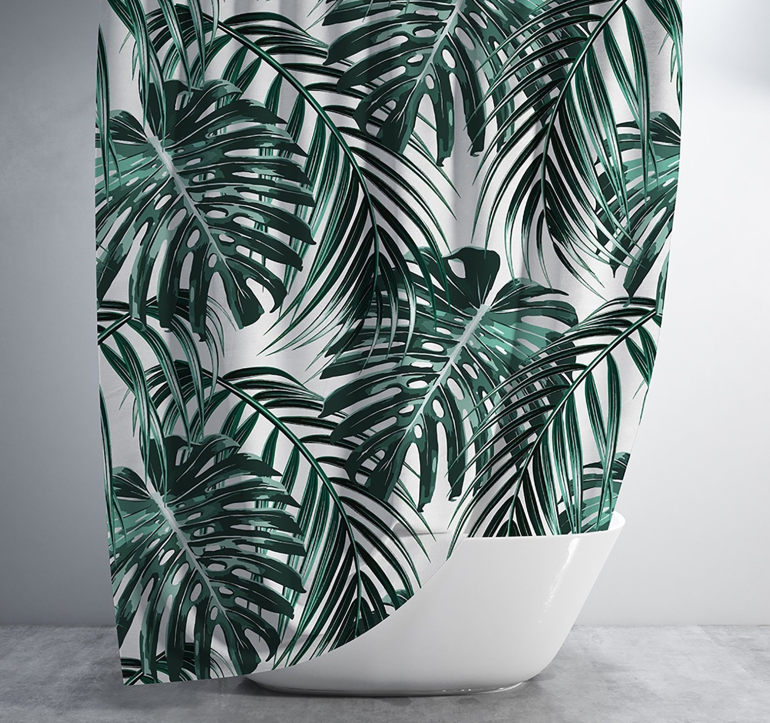 Tropical Leaf Forest Green Shower Curtain Etsy