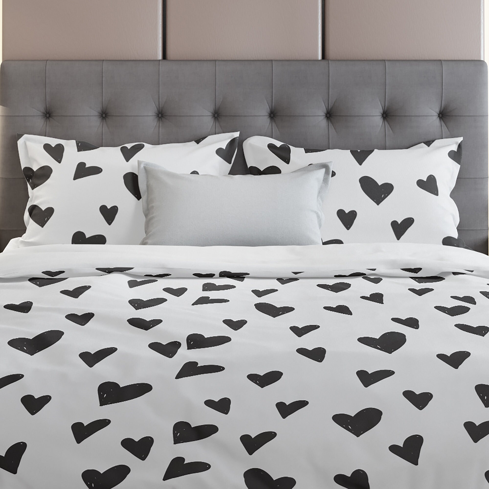 Just A Little Crush Black And White Heart Bedding Hong Kong Black And White Heart Bedding, King Kong Bedding
