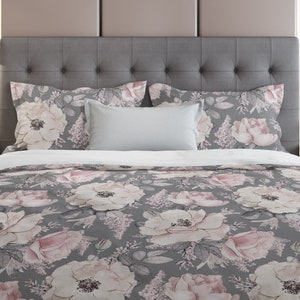 Grey and pink comforter set deals