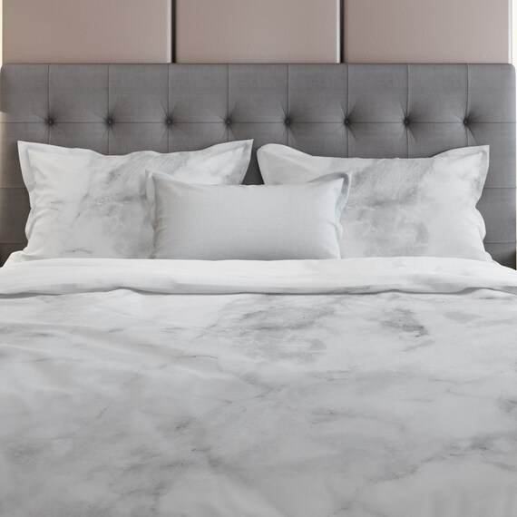 White Marble Bedding Etsy