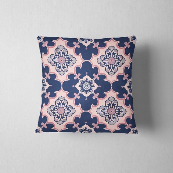 Blush and navy throw pillow hotsell