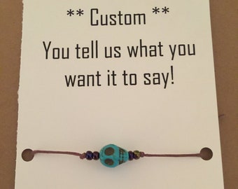 Cute Skull Head Bracelet (Unisex, Gift, Anniversary, Sister, Wedding Favor, Turquoise, Friendship, Couple, Birthday)