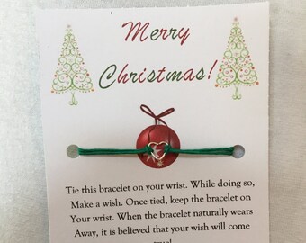 Christmas gift (holiday present girl boy unisex kid adult cute delicate wish bracelet)