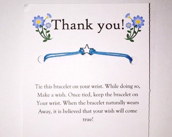 Thank You Wish Bracelet W/ Custom Cord (Thank you Gift, Appreciation, Simple Thank You, Thanks)