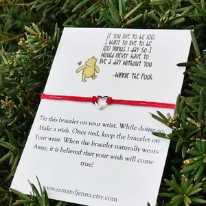 Best Friend Wish Bracelet W/ Winnie the Pooh (Best Friends, Love, Gift for a Friend, Gift, Bracelet, Quote, Pooh, Cute Gift)