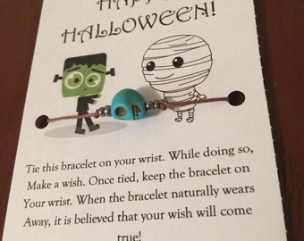 Halloween Skull Bracelet - friendship, spooky, cute, friends, favor, gift, party, fall, autumn, colorful, adorable, frankenstein, zombie