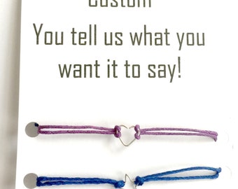 Custom Wish Bracelet (Gift, Favor, Birthday, Anniversary, Valentine's Day, Mother's Day, Present, Heart, Star, Classy, Custom Greeting Card)