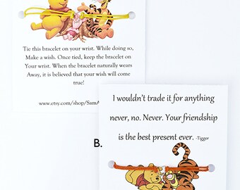 Winnie the Pooh Friendship Wish Bracelet (Tigger, Piglet, Gift for Friend, Best Friend, Cute, Charm Bracelet, Cute Gift, Friendship Quote)