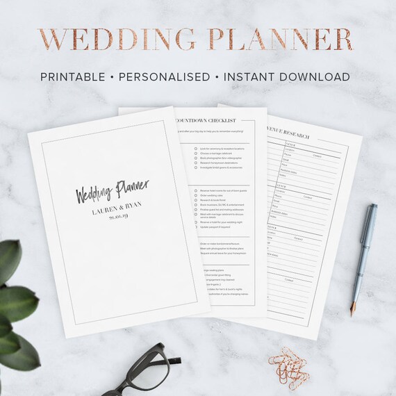 Printable Wedding Planner Diy Wedding Binder Personalised Etsy