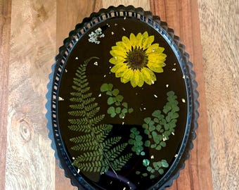 Scalloped Fern & Botanical Handmade Tray | Handmade Jewelry Dish | Pressed Flower Gift