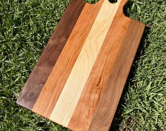 Handmade Multi-Wood Serving Board | Cherry, Maple, Walnut Charcuterie Board