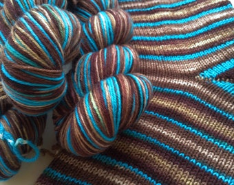 Hand dyed self striping merino sock yarn - Jokk