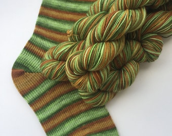 Hand dyed self striping sock yarn - Walk in the Park