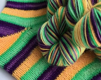 Hand dyed self striping sock yarn - Fright Night