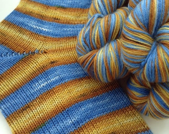 Hand dyed self striping merino sock yarn - Cooper's Crossing