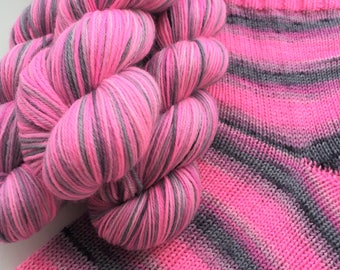 Hand dyed self striping merino sock yarn - Rule-Breaking Moth