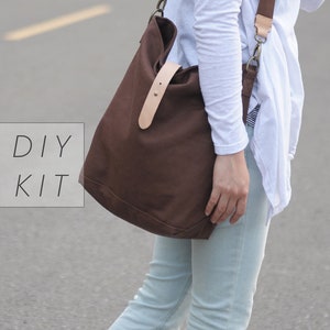 Hobo Canvas Bag DIY Kit with Sewing Pattern & Tutorials (all the materials included)