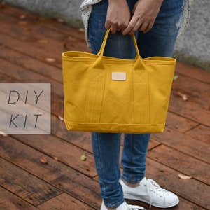 3 in 1 Addictive Free Canvas Tote - DIY Kit with Sewing Pattern & Tutorials (all the materials included)