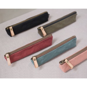 Handmade - Slim Pen Case - Japanese Waxed Canvas Pencil Case