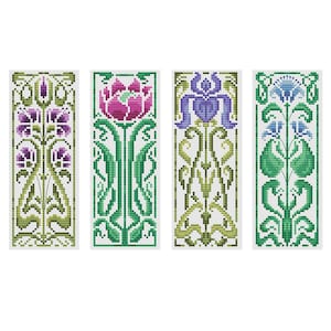 Marque-pages Art nouveau - lot de 4 - motif point de croix Durene J - DJXS2308
