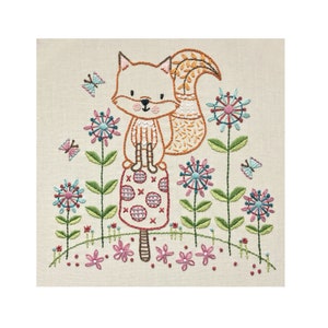Fox on a Mushroom - Durene J Embroidery Pattern - DJE1012
