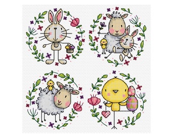 Easter Set - Set of 4 - Durene J Cross Stitch Pattern - DJXS2319