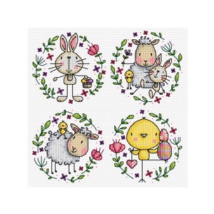 Ostern Set - 4er Set - Durene J Kreuzstich Muster - DJXS2319