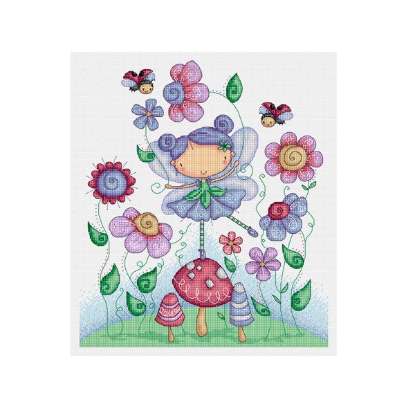 Fairy Among The Flowers - Durene J Cross Stitch Pattern - DJXS2313